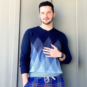 Vintage Perry Ellis Blue & Grey Sweater